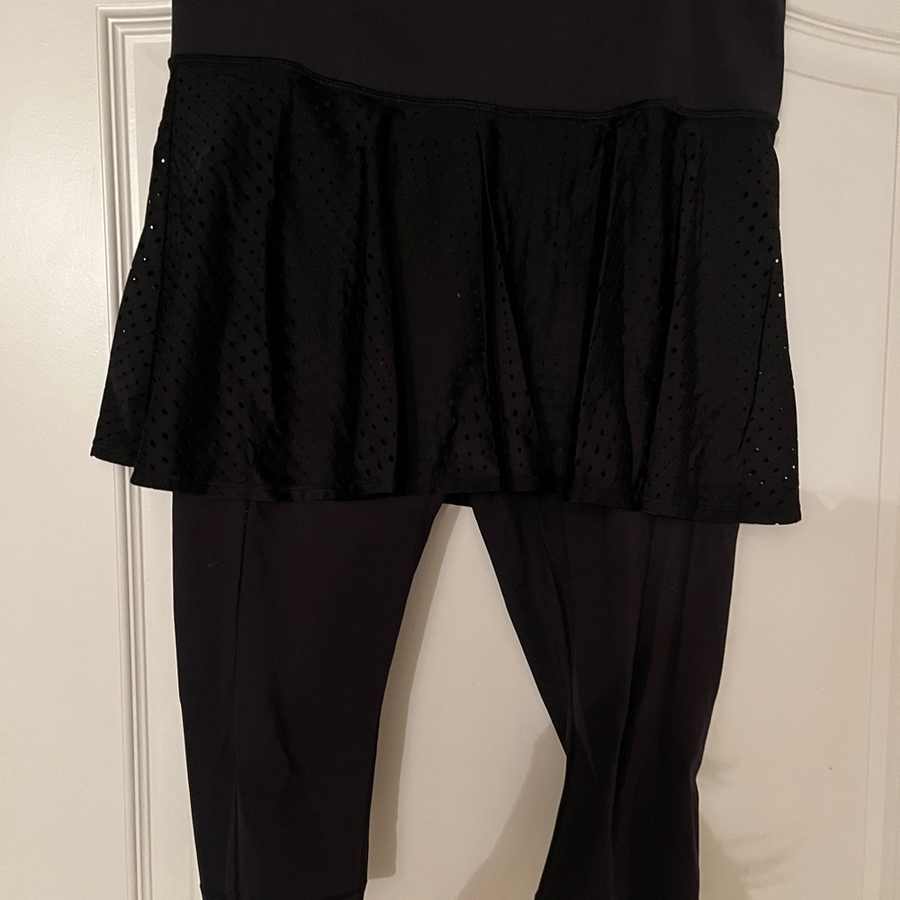 Athleta Black Capris with Skirt Overlay